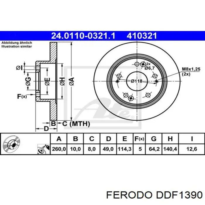 Тормозные диски DDF1390 Ferodo