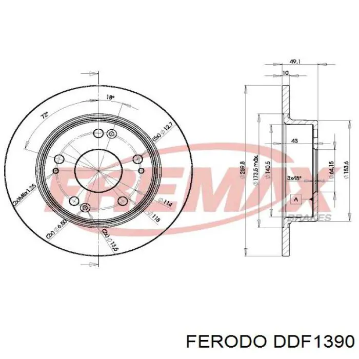 Задний дисковый тормоз Ferodo DDF1390