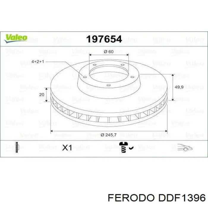 Передние тормозные диски DDF1396 Ferodo