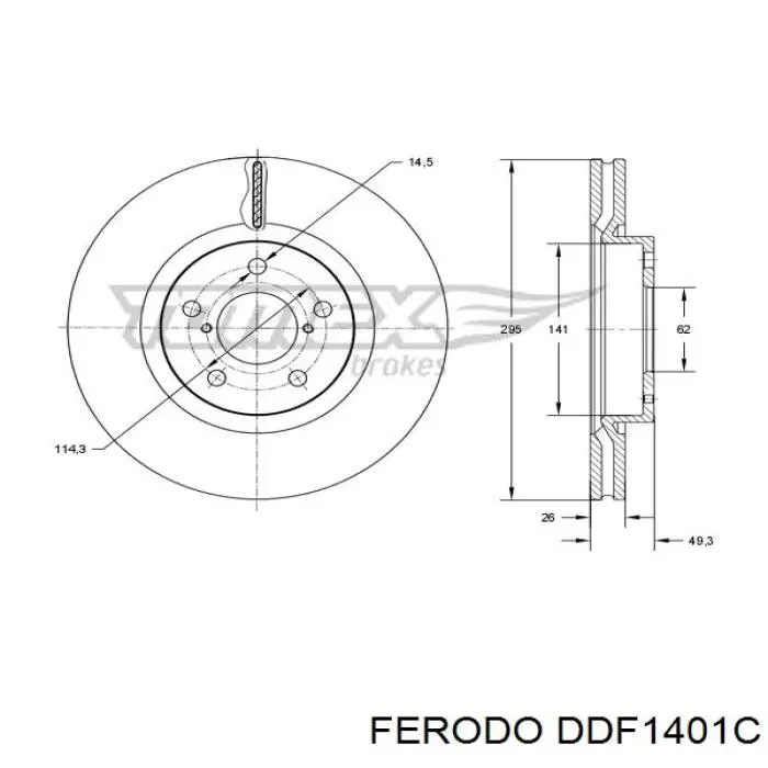 Купить DDF1401C Ferodo Диск тормозной задний