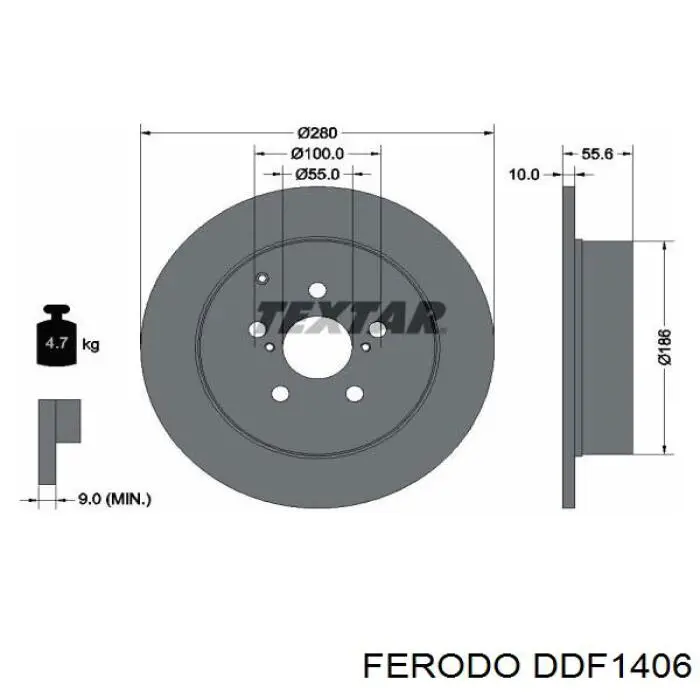 Задний дисковый тормоз Ferodo DDF1406