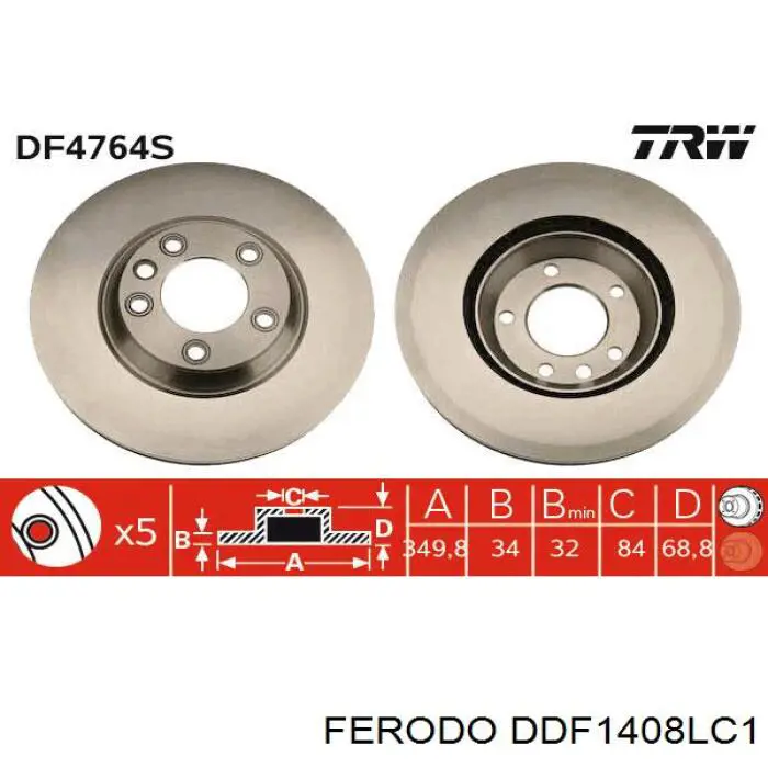DDF1408LC1 Ferodo Диск тормозной передний