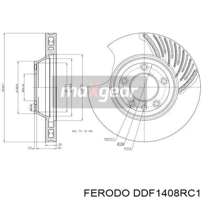 Передние тормозные диски DDF1408RC1 Ferodo