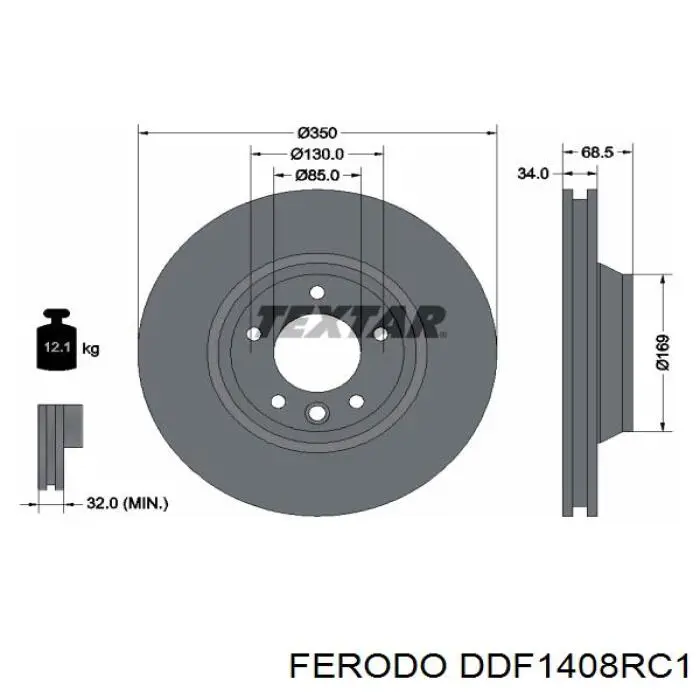 Диск тормозной передний Ferodo DDF1408RC1