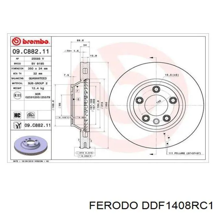 Купить DDF1408RC1 Ferodo Ротор тормозной