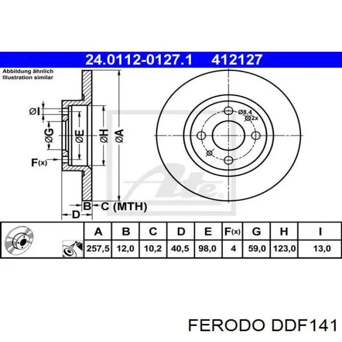 Тормоз дисковый передний Ferodo DDF141 цена, от 28.04 USD
