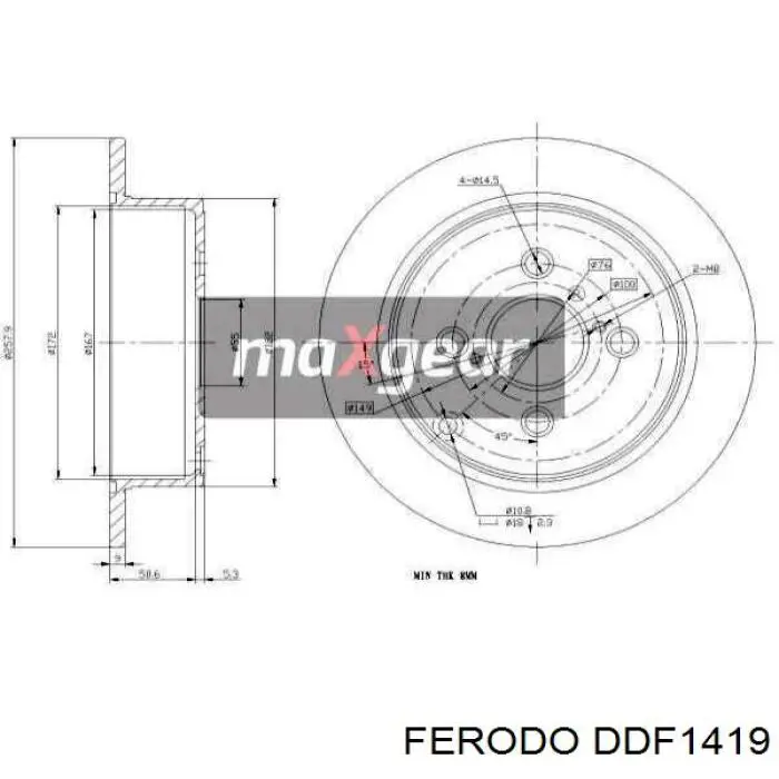 Задний дисковый тормоз Ferodo DDF1419