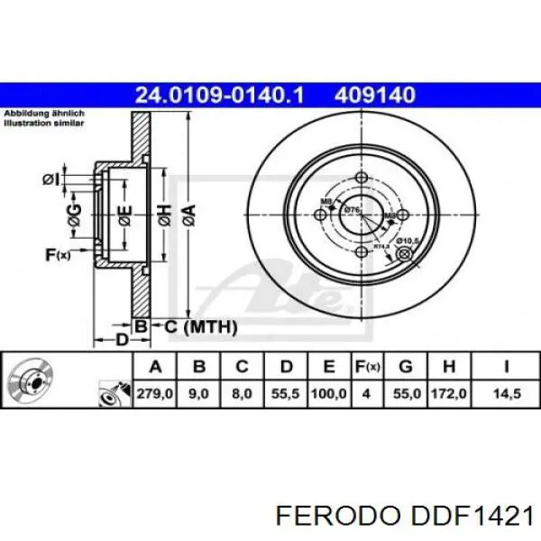 Задний тормозной диск Ferodo DDF1421 цена, от 31.55 USD