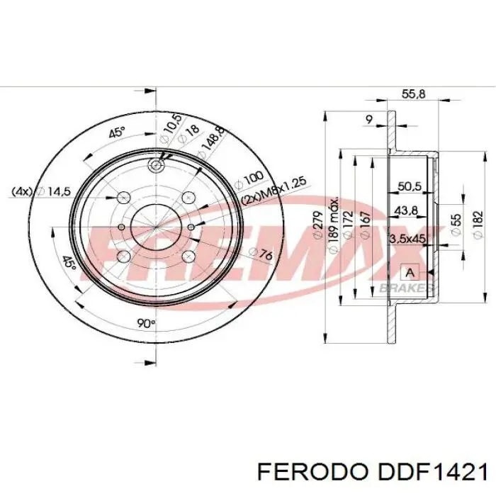 Задний тормозной диск Ferodo DDF1421 цена, от 31.55 USD