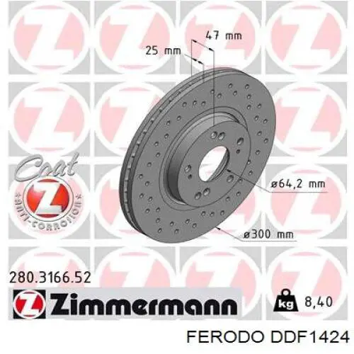 Тормоз дисковый передний Ferodo DDF1424 цена, от 55.87 USD