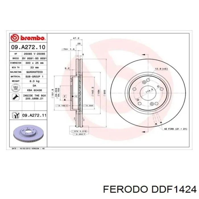 Купить DDF1424 Ferodo Ротор тормозной