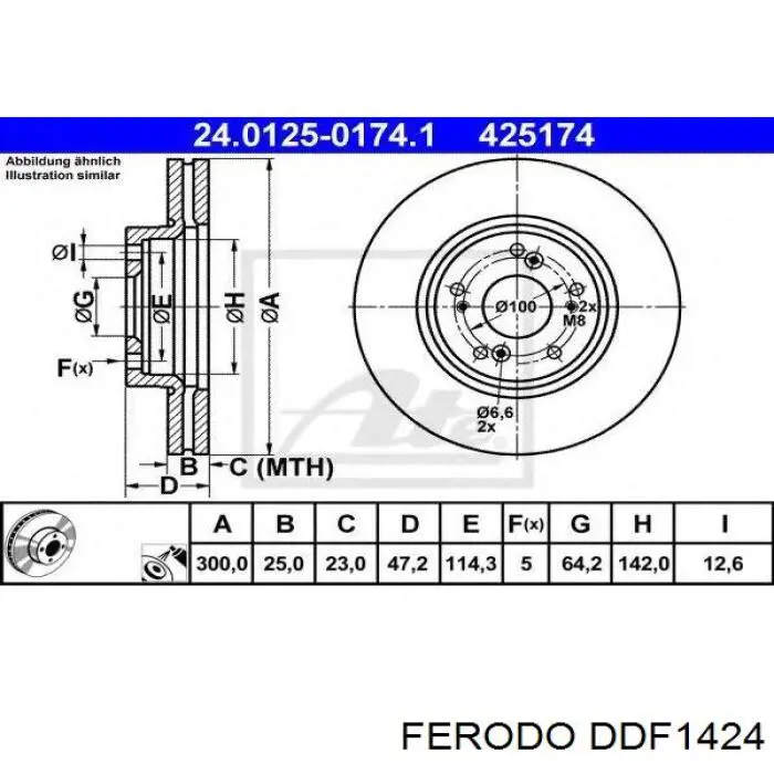 Передний тормозной диск Ferodo DDF1424