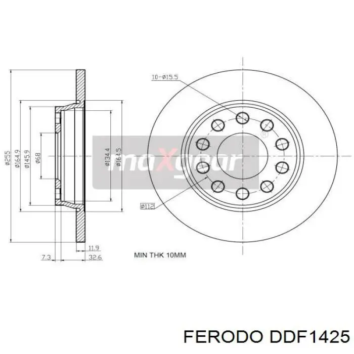 Задний тормозной диск Ferodo DDF1425 цена, от 31.33 USD