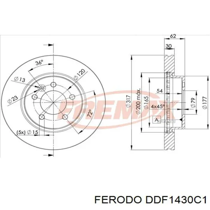 DDF1430C-1 Ferodo disco do freio dianteiro