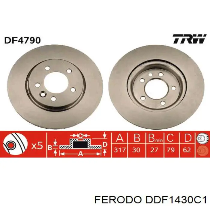 Купить DDF1430C1 Ferodo Ротор тормозной