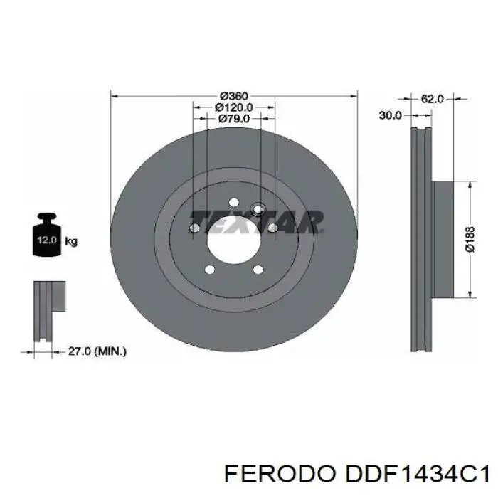 Freno de disco delantero DDF1434C1 Ferodo