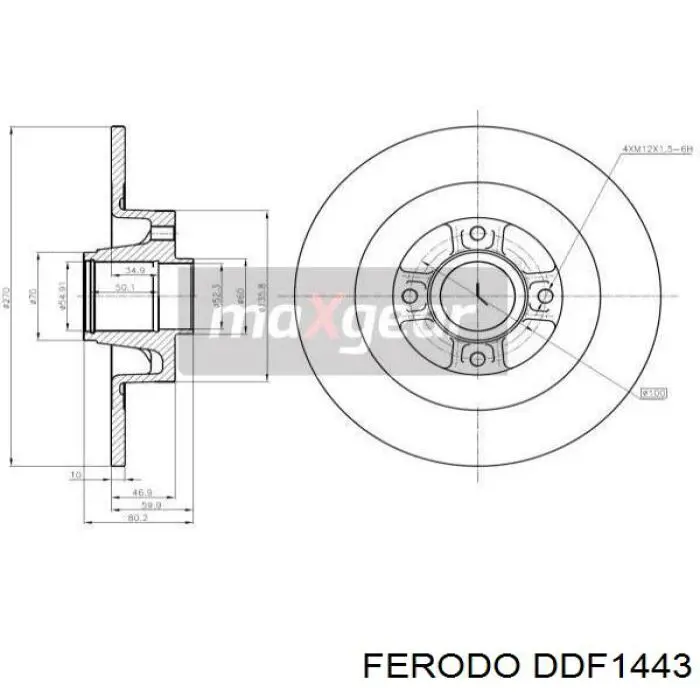 Disco de freno trasero DDF1443 Ferodo