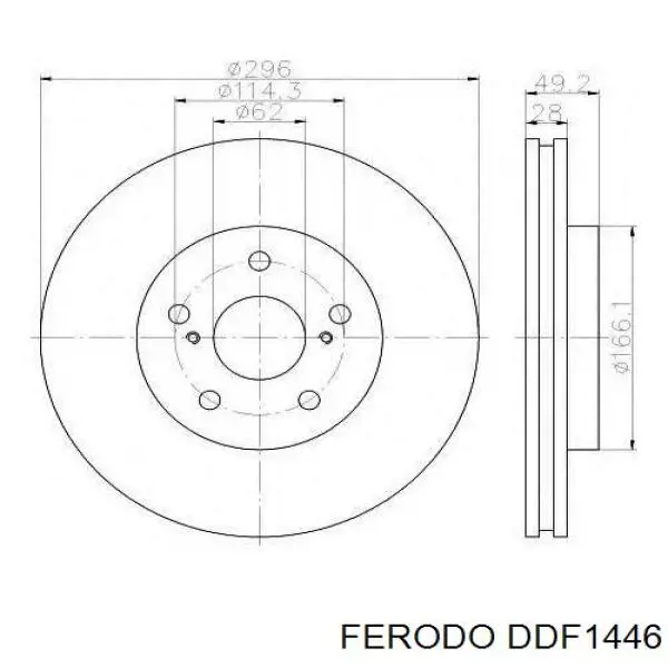 Передний тормозной диск Ferodo DDF1446