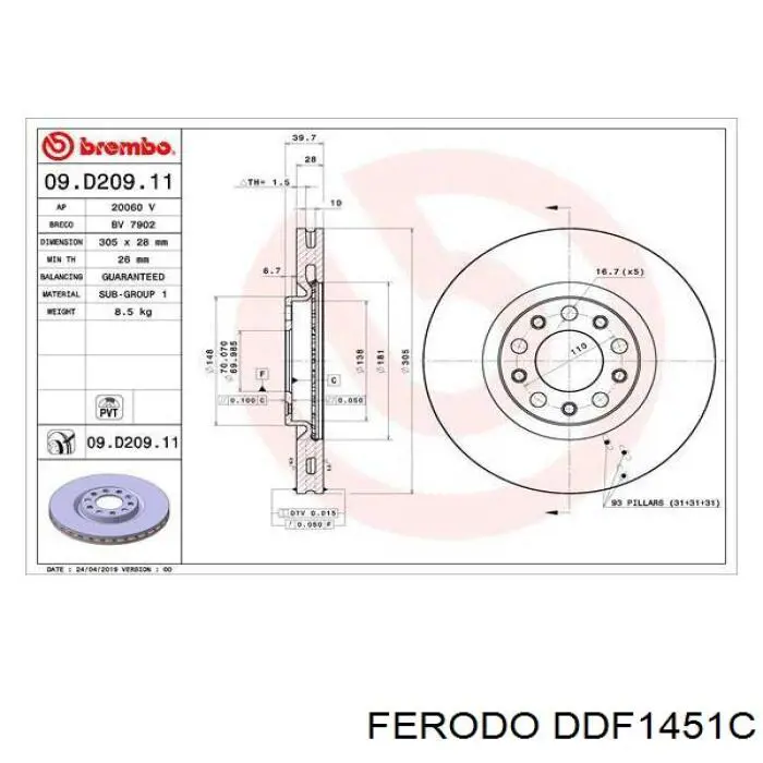 DDF1451C Ferodo