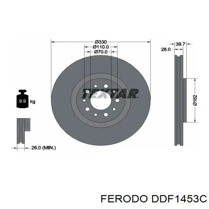 Freno de disco delantero DDF1453C Ferodo