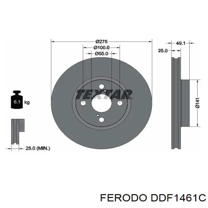 Передние тормозные диски DDF1461C Ferodo