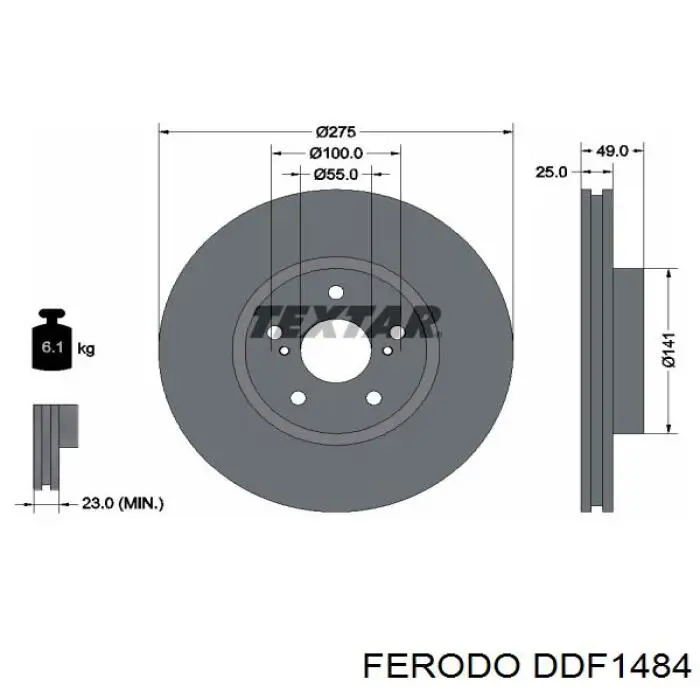 Купить DDF1484 Ferodo Ротор тормозной