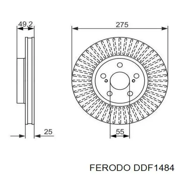 Передние тормозные диски DDF1484 Ferodo