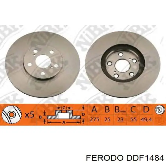Тормоз дисковый передний Ferodo DDF1484 цена, от 39.97 USD
