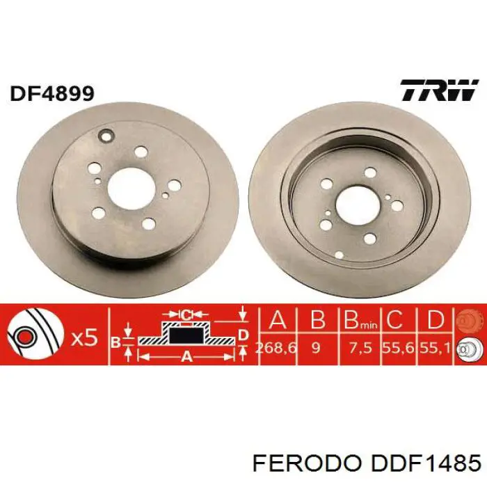 DDF1485 Ferodo диск тормозной задний