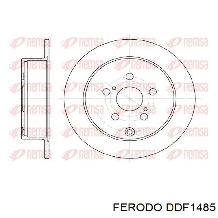 Disco de freno trasero DDF1485 Ferodo