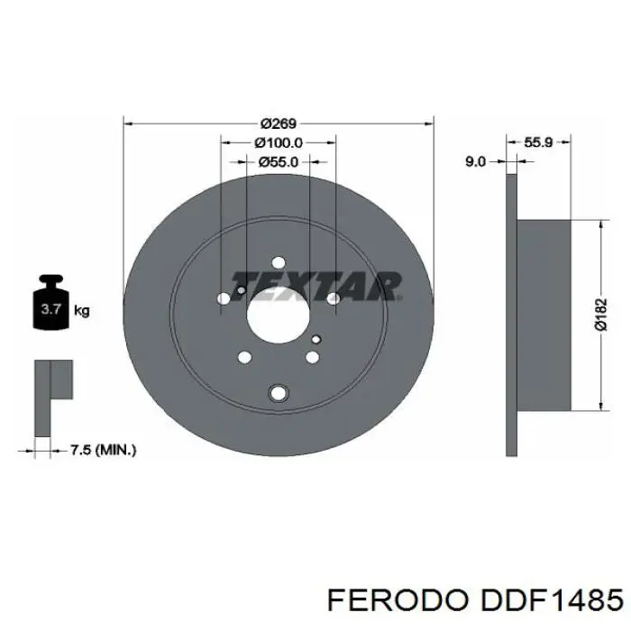 DDF1485 Ferodo Дисковый тормоз