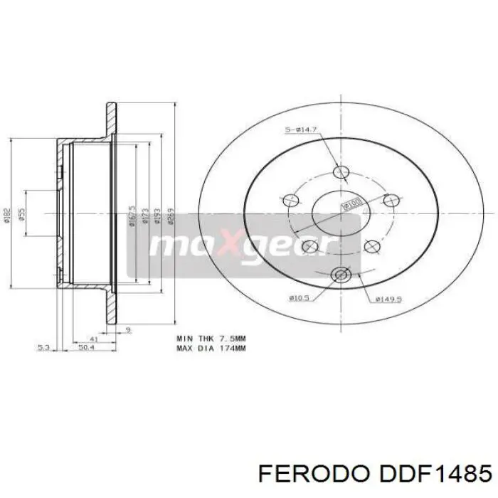 Задний тормозной диск Ferodo DDF1485 цена, от 28.74 USD