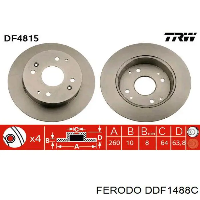 DDF1488C Ferodo тормозные диски