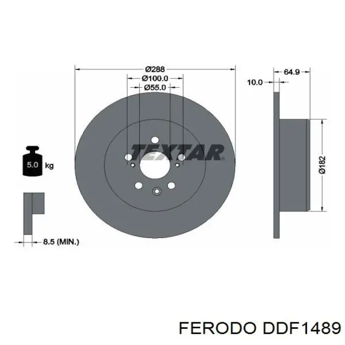 DDF1489 Ferodo диск тормозной задний