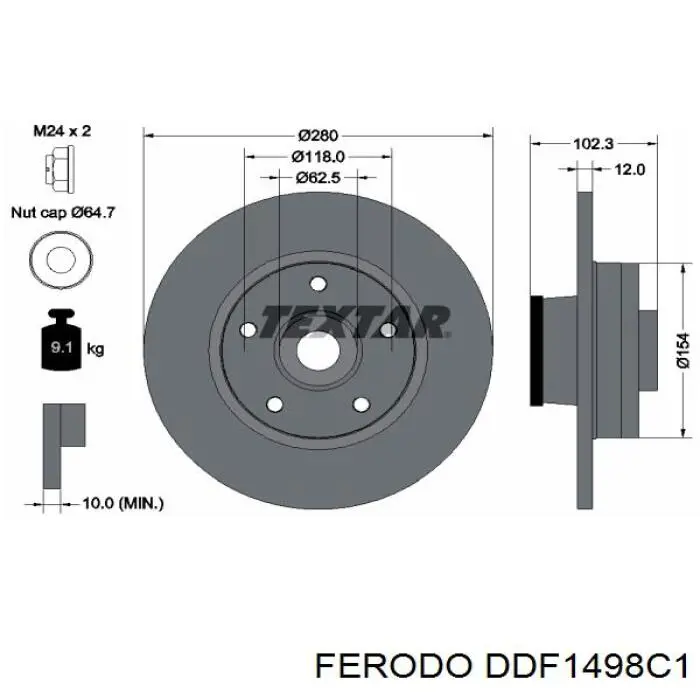 Задний тормозной диск Ferodo DDF1498C1 цена, от 64.47 USD