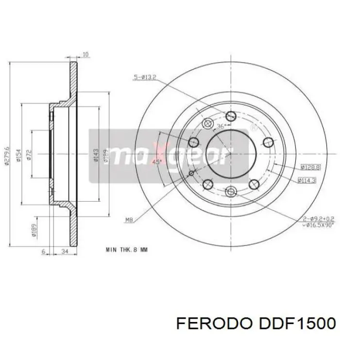 Задний дисковый тормоз Ferodo DDF1500