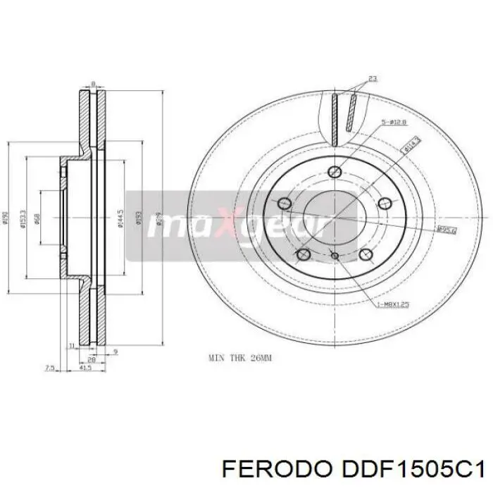 Freno de disco delantero DDF1505C1 Ferodo