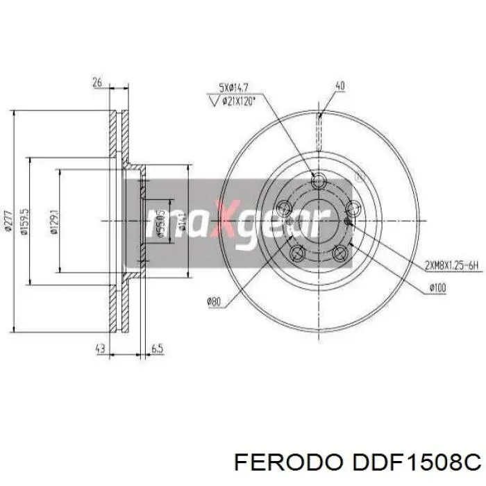 Freno de disco delantero DDF1508C Ferodo