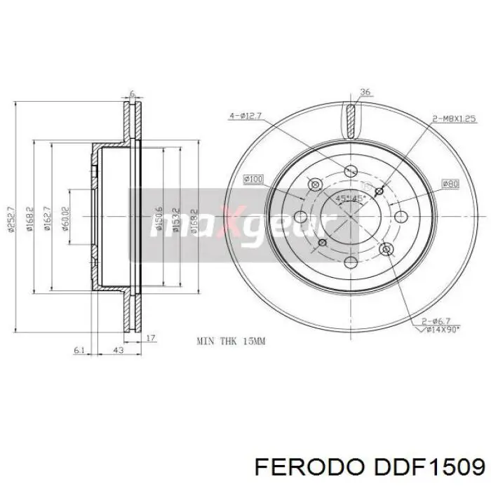 Тормоз дисковый передний Ferodo DDF1509 цена, от 28.47 USD
