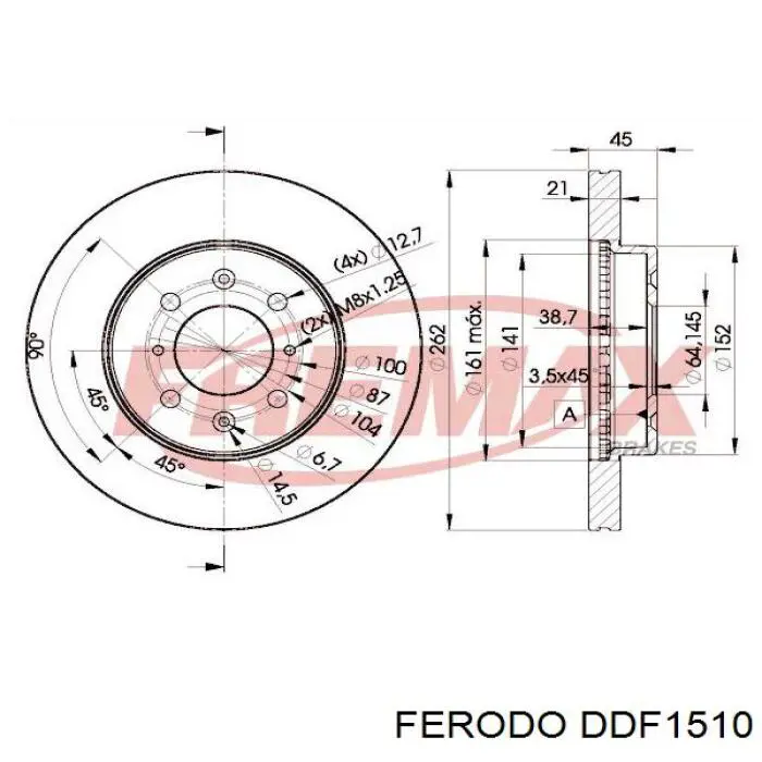 Freno de disco delantero DDF1510 Ferodo