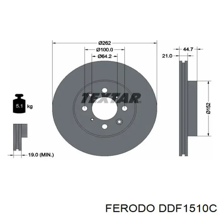 Freno de disco delantero DDF1510C Ferodo