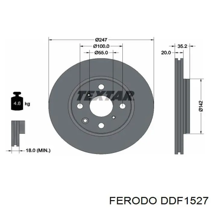 Передние тормозные диски DDF1527 Ferodo