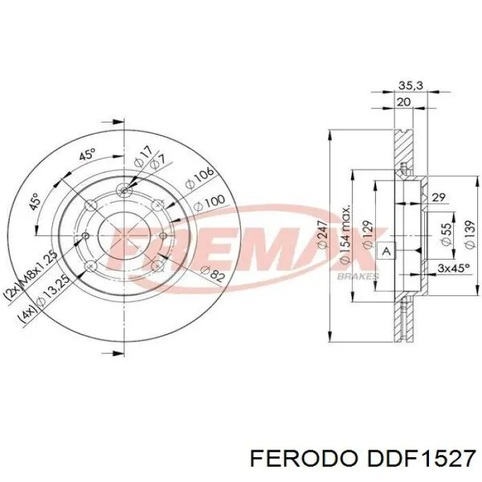 Передний тормозной диск Ferodo DDF1527