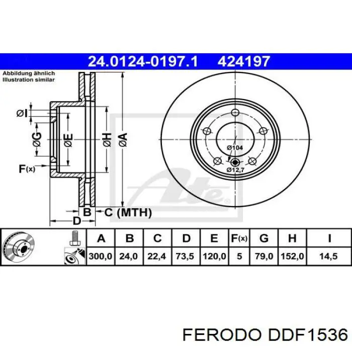 Тормоз дисковый передний Ferodo DDF1536 цена, от 55.31 USD