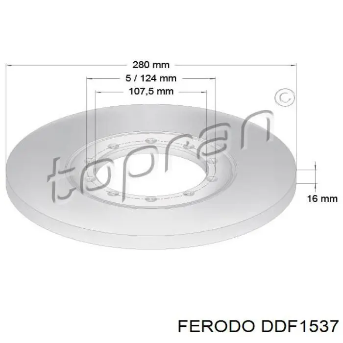 Disco de freno trasero DDF1537 Ferodo