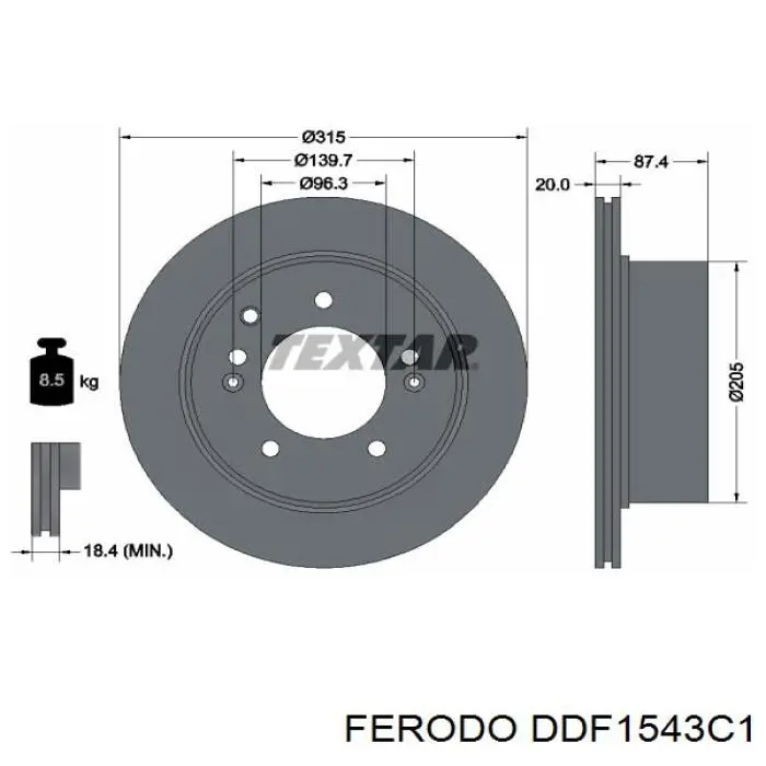 Купить DDF1543C1 Ferodo Диск тормозной задний