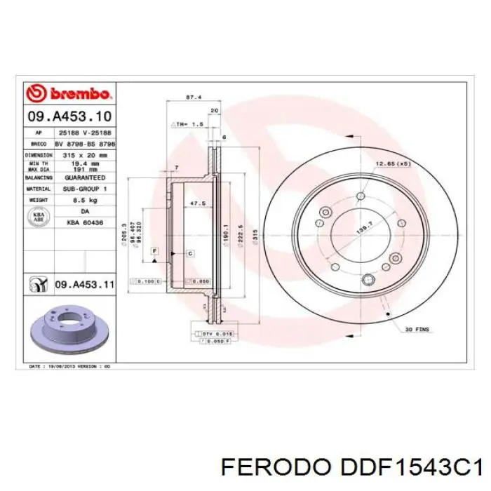 Тормозные диски DDF1543C1 Ferodo