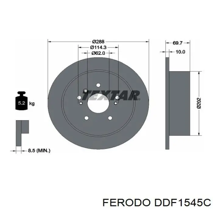 Disco de freno trasero DDF1545C Ferodo