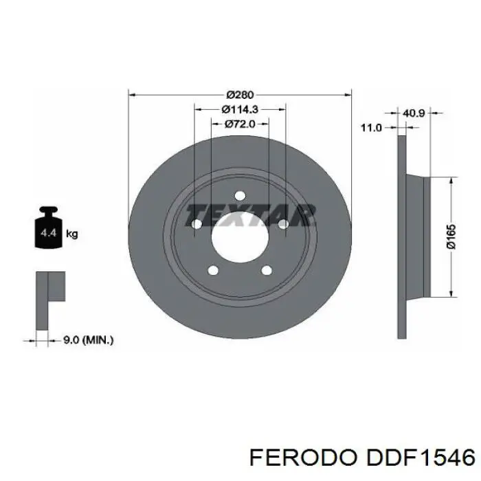 DDF1546 Ferodo Дисковый тормоз