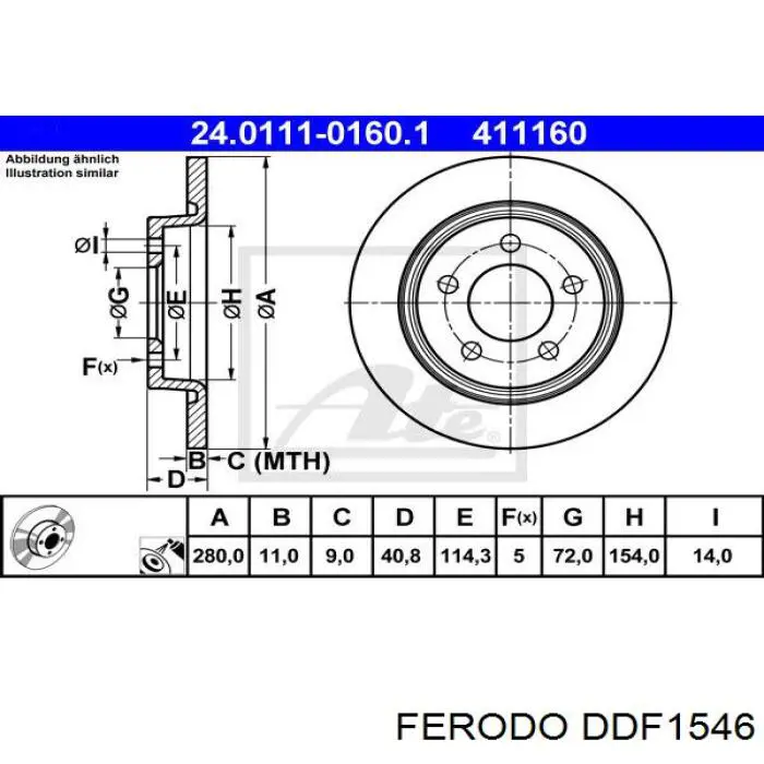 Задний тормозной диск Ferodo DDF1546 цена, от 31.99 USD